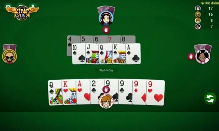 Ai đánh hết bài trước người đó sẽ chiến thắng